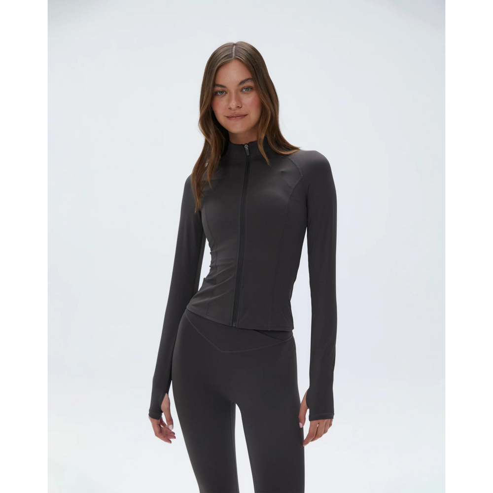 Adanola Ultimate Long Sleeve Zip Up Top in Black